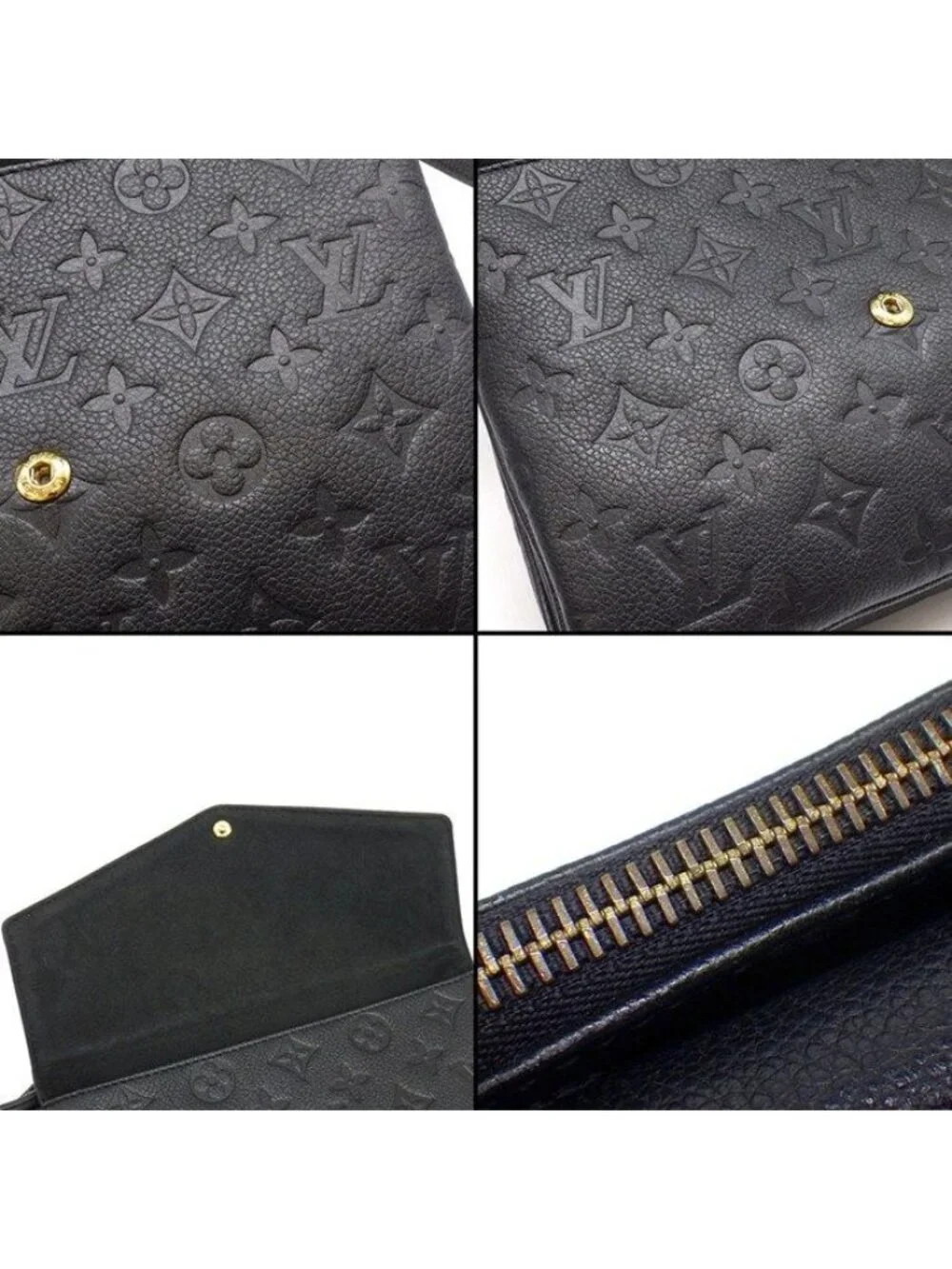 Louis Vuitton Shoulder Bag Black Monogram Empreinte Leather Gold